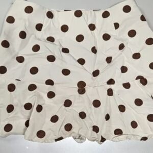 Zara Mini Skort Ruffle Cream/Brown Polka Dot Woman SZ S